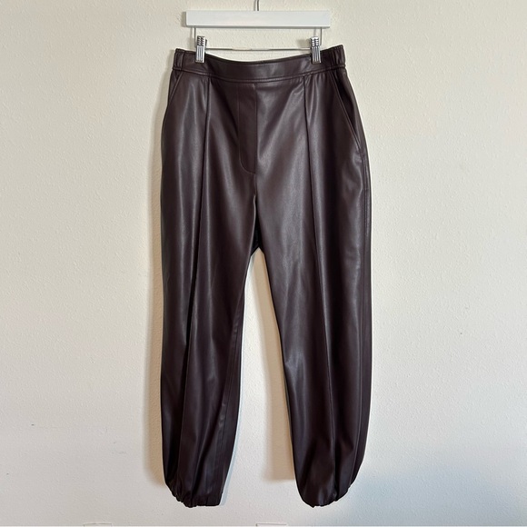 HUGO BOSS Teruna Faux Leather Jogger Pants Purple Merlot Size 6 Original $228 - Picture 5 of 10